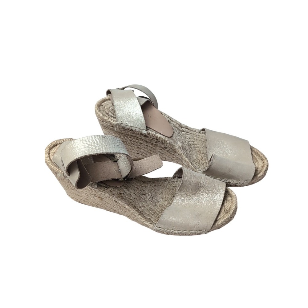 J.crew women's leather gold metallic size 8 espadrilles